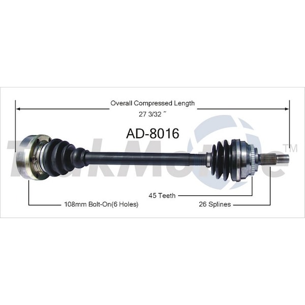 Surtrack Axle Cv Axle Shaft, Ad-8016 AD-8016 - main
